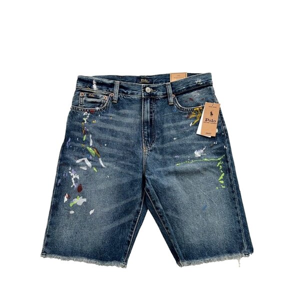 Polo Ralph Lauren Boy's Sullivan Slim Splatter Denim Cut Off Jeans